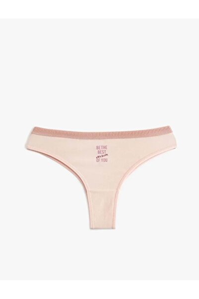 Koton Pamuklu Baskılı Kadın Brazilian Külot 5SLK30061MK Pembe