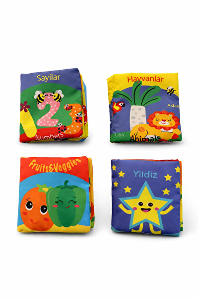 BUDİZZZ 4'lü Gelişimsel Soft Bebek Kitap Seti | 0-3 Yaş Eğitici Kitap