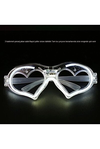 partidolu Camsız Tam Tur Beyaz Renk Led Işıklı Parti Gözlüğü 1 Adet hawai ret...