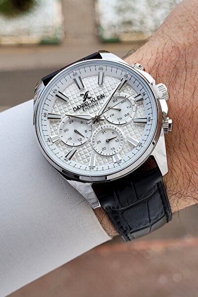 Daniel Klein Case Silver Cord Black Color 43 mm Internal Indicators Active Me...