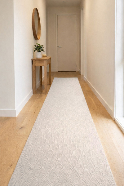 Raschel Carpet Yaprak Krem Emboss Premium Seri Yeni Nesil Kaymaz Taban Jel Ta...