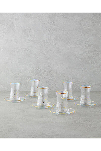 English Home Talisman Star Cam 12 Parça 6 Kişilik Çay Seti 170 ml Şeffaf-Gold