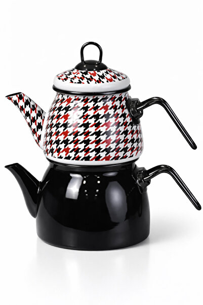 PR HOME موديل إبريق شاي صغير مطلي بالمينا باللون الأسود