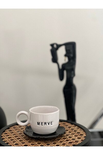 MeGgDecor Yeni Batık Isimli 90ml Türk Kahvesi Fincanı (İSTEDİĞİNİZ ISMİ YAZIY...