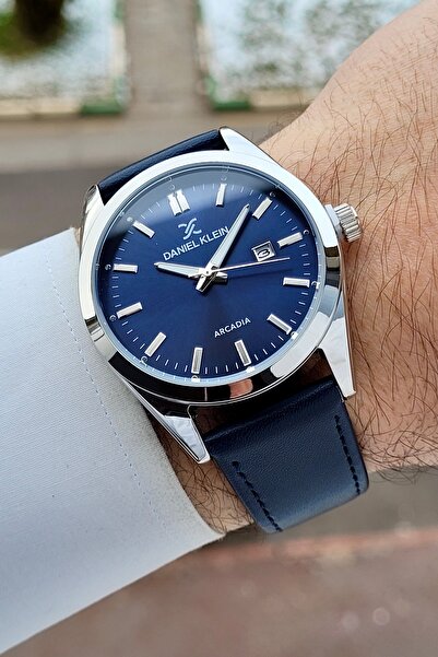 Daniel Klein Navy Blue Color 42.5 mm Leather Cord Men's Wristwatch with Gift ...