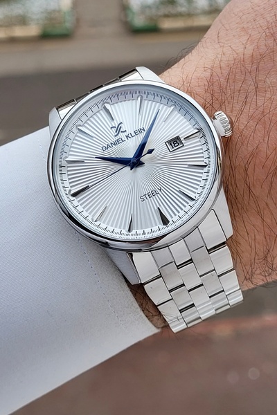 Daniel Klein Silver Color Gift Packaged Stainless Full Steel Case Men Wrist W...