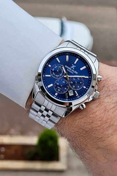 Daniel Klein Silver Lacivert Renk 42 mm 24 Ay Garantili Fonksiyonlu Erkek Kol...