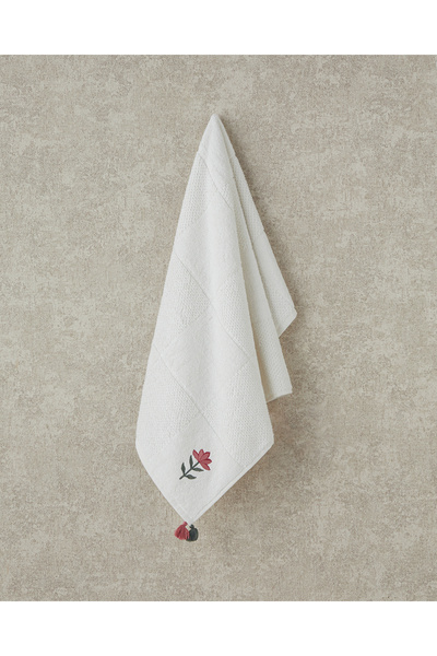 English Home منشفة وجه مطرزة بزهرة عباد الشمس الرومانسية الملونة