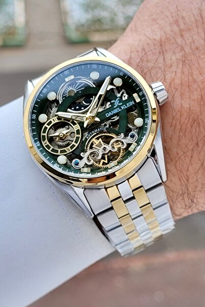 Daniel Klein Kadranı Yeşil Kordonu Gold Gümüş Renk Otomatik Fonksiyonlu Fosfo...