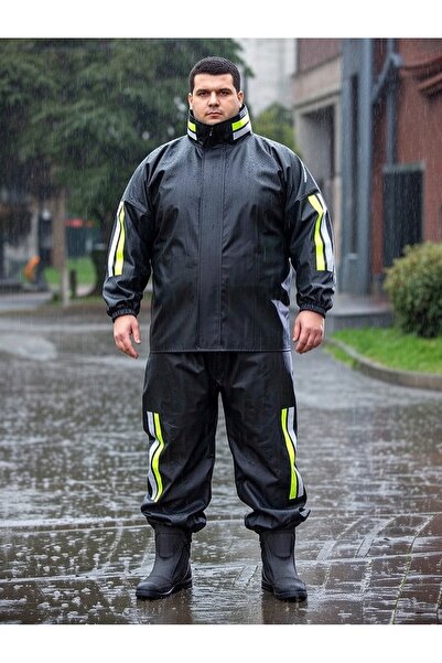 BY SCK Reflektörlü Esnek Rahat Kesim Motosiklet Yağmurluğu 0,45mm Kalın Su Ge...