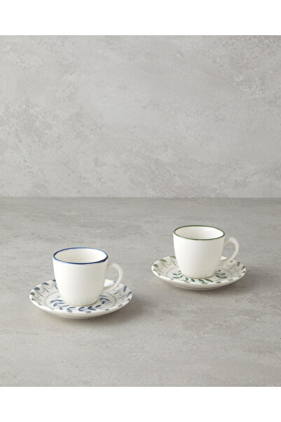 English Home طقم فناجين قهوة من البورسلين مكون من 4 قطع لشخصين 90 مل باللون ا...