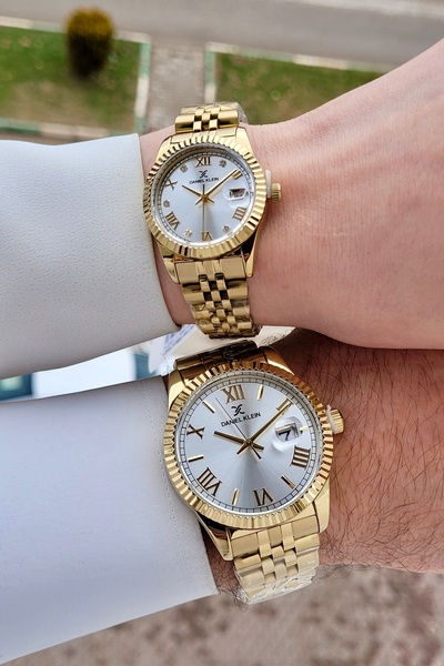 Daniel Klein Sarı Renk 24 Ay Garantili Sevgili Çift Kol Saati STFGBG20