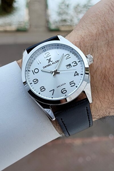 Daniel Klein Men's Wristwatch with Silver Band, Black Color, Numerals 42.5 Mm...