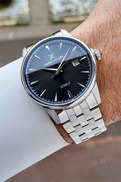 Daniel Klein Silver Black Gift Packaged Stainless Full Steel Case Men Wrist W...