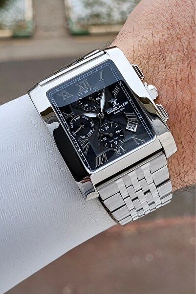 Daniel Klein Men's Wristwatch with Dial Black Band Silver Color Gift Package