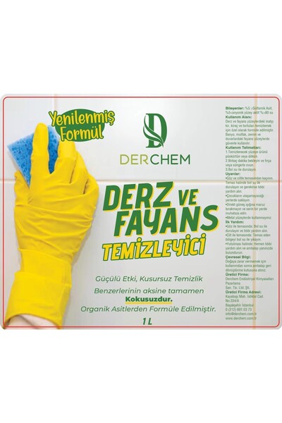 DERCHEM DERZ VE FAYANS TEMİZLEYİCİ (KOKUSUZ) 1 LT