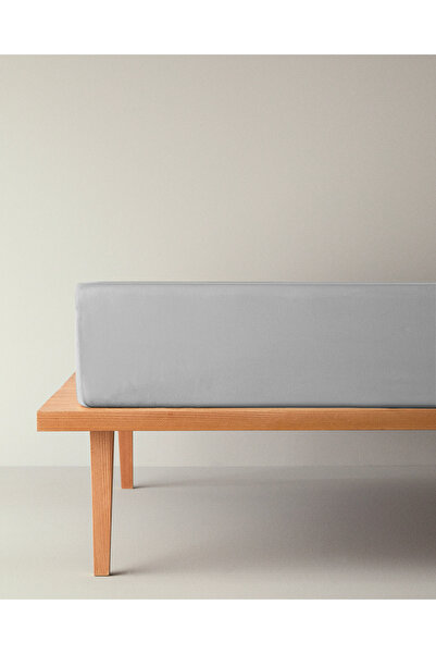 English Home Micell Pamuk Saten Çift Kişilik Lastikli Çarşaf 160x200 cm Gümüş