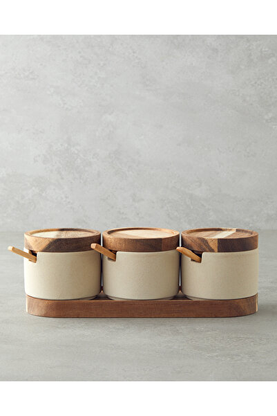 English Home وعاء توابل مارا دولوميت 3 قطع 27×9 سم بيج