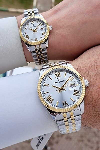 Daniel Klein Altın Metalik Renk 2 Yıl Garantili Sevgili Çift Kol Saati STSADG24