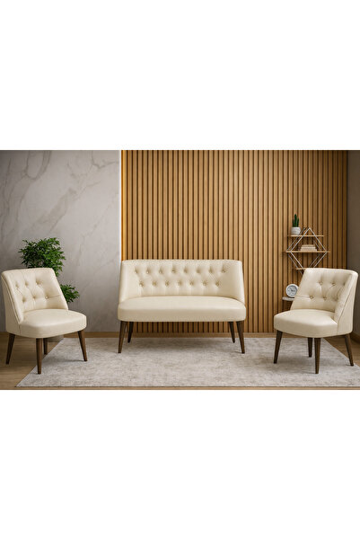 Azra Mobilya Milano 3’lü Deri Oturma Grubu – 2 Berjer + 1 İkili Koltuk (Ofis ...