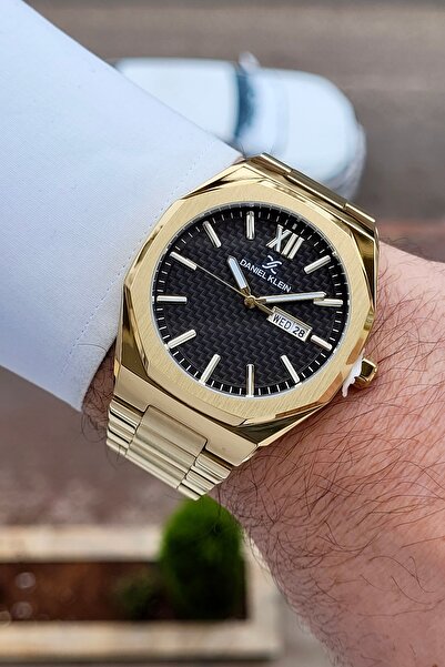 Daniel Klein Kadranı Black Kordonu Sarı Renk 43 mm Erkek Kol Saati