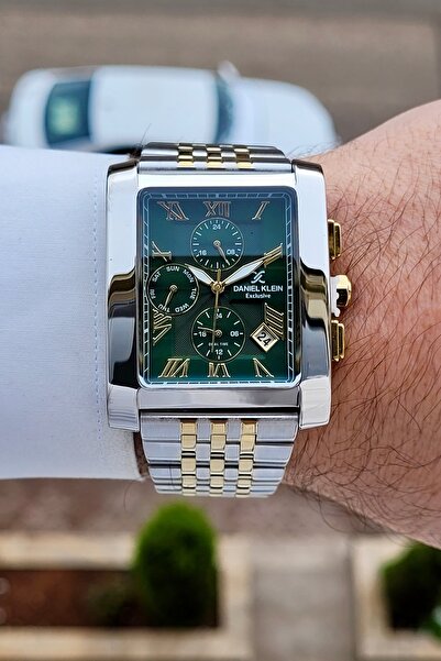 Daniel Klein Kadranı Yeşil Kordonu Altın Metalik Renk 2 Yıl Garantili Erkek K...