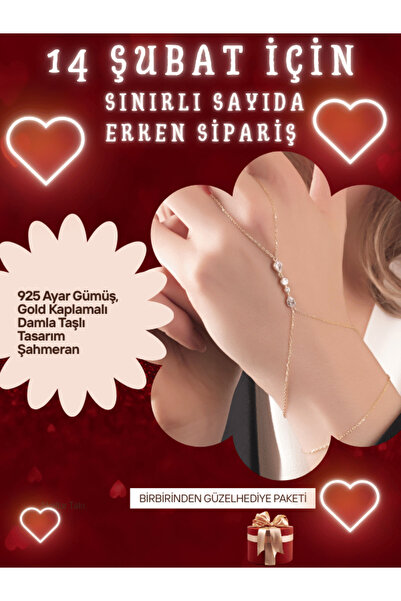 SUNSHINE 925 Ayar Gümüş, Gold Kaplamalı Damla Taşlı Tasarım Şahmeran