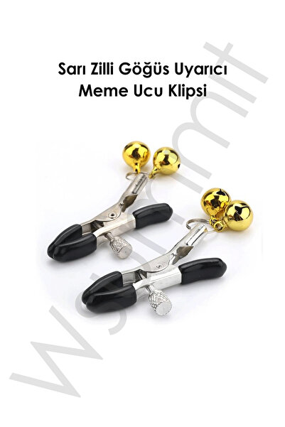 Sarı Zilli Göğüs Uyarıcı Meme Ucu Klipsi Nipple Clamps With Yellow Bell