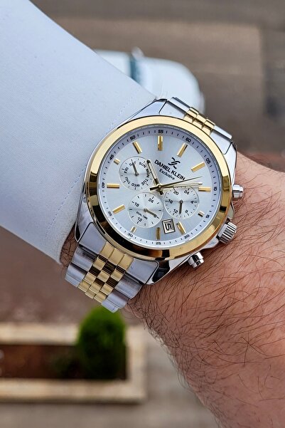 Daniel Klein Sarı Silver Renk 42 mm 24 Ay Garantili Fonksiyonlu Erkek Kol Saati