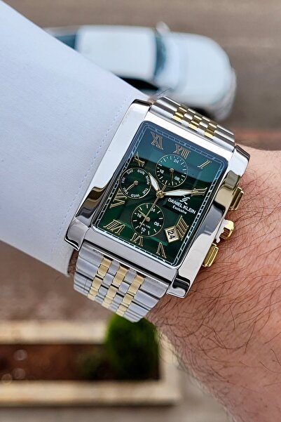 Daniel Klein Kadranı Yeşil Kordonu Sarı Silver Renk 24 Ay Garantili Erkek Kol...