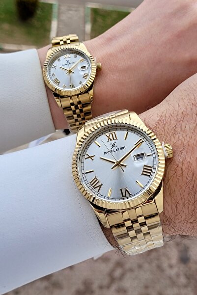 Daniel Klein 2 Yıl Garantili Sarı Renk Sevgili Çift Iki Adet Kol Saati