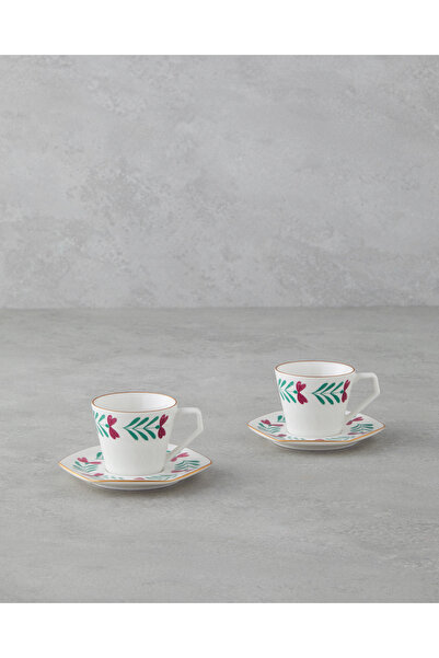 English Home Anna Bone Porcelain 2-Person 80ml Colorful Coffee Cup Set - 4 Pi...