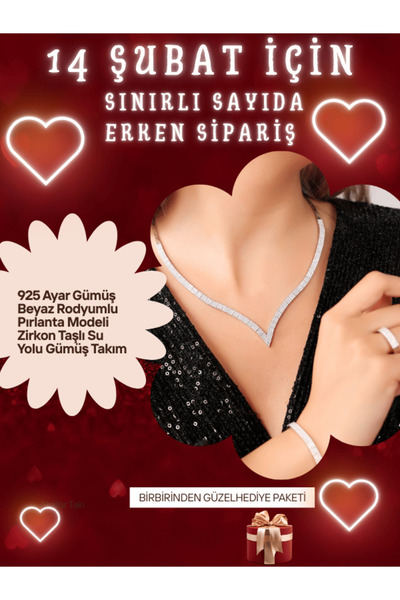 SUNSHINE 925 Ayar Gümüş Beyaz Rodyumlu Pırlanta Modeli Zirkon Taşlı Su Yolu G...