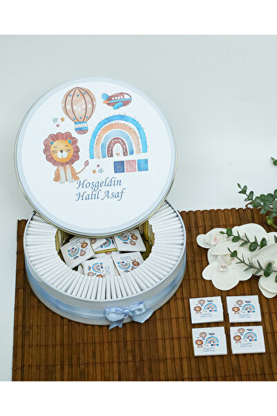 Genel Markalar 100 Adet Aslanlı Isme Özel Hoşgeldin Erkek Bebek Hediyelik Çik...