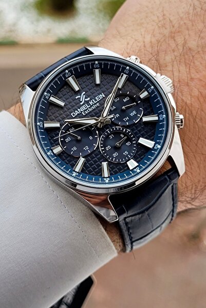 Daniel Klein 43 mm Functional Men's Wristwatch with Gray Case, Navy Blue Colo...