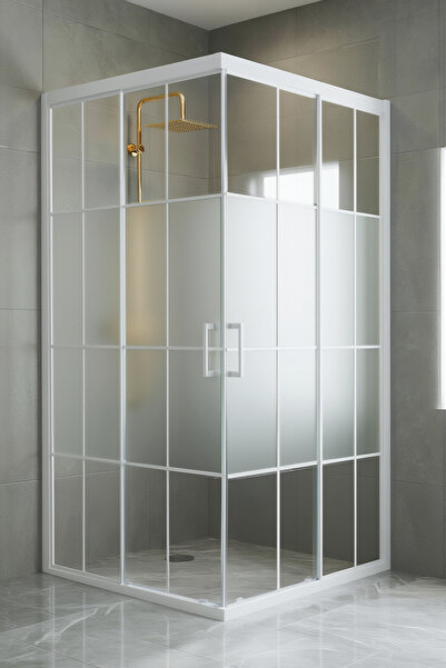 Durul Duşakabin Kare 5mm Orta Buzlu Beyaz Çizgi Yükseklik 190cm