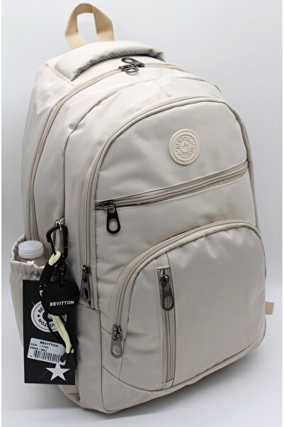 Bevitton Saten Su Geçirmez Kumaş Bej Renk Büyük Boy Unisex Okul Sırt Ve Seyah...