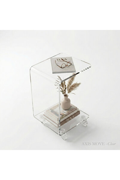 TUVA AXIS MOVE | Pleksi C Sehpa & Tekerlekli Yan Sehpa | Modern Akrilik Tasar...