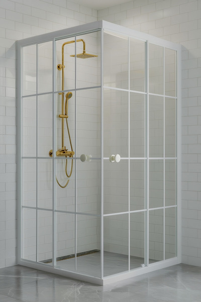 Durul Duşakabin Kare Beyaz Çizgi Cam