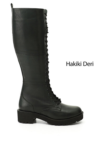 GÖNDERİ(R) Women's Zippered Rubber Sole Genuine Leather Boots
