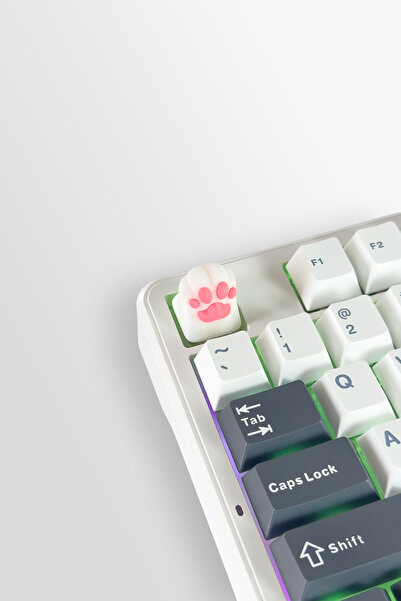 buffed Paw Five Mekanik Klavye Tuşu Beyaz Artisan Keycaps Gamer Aksesuar Beyaz