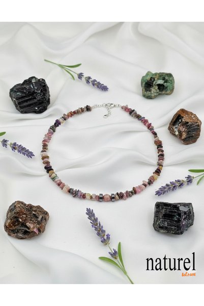 Naturel Tılsım Tourmaline Natural Stone Choker Necklace