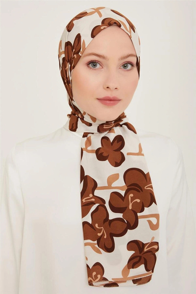 Armine Trend Laurel Shawl 6348-03 Καφέ Λευκό