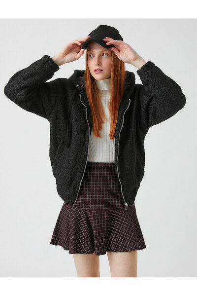 Koton Palton cu glugă și fermoar