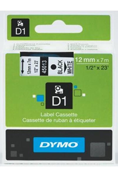 Dymo S0720530 D1 Yedek Şerit, 12 mm x 7 mt, Beyaz- Siyah (45013)