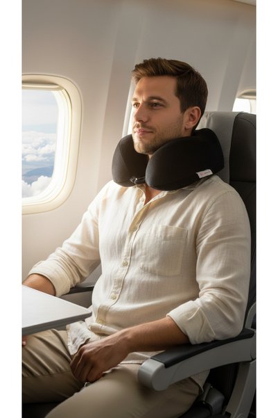 VİSCOHAPPY Professional Orthopedic Black Visco Travel Pillow - Bm 62800024