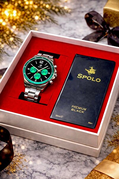 S.POLO Boxed Gift Men's Watch 50ml Perfume Bracelet Father's Day Gift Valenti...