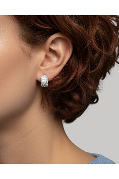 MODAMİRA AKSESUAR حلق من الفولاذ مرصع بحجر الزركون باللون الفضي |   الحجم: 1....