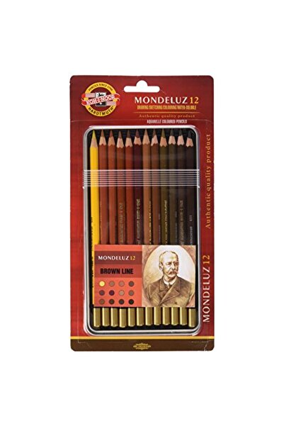 Koh-i Noor مجموعة أقلام رصاص مائية خط بني 3722 12