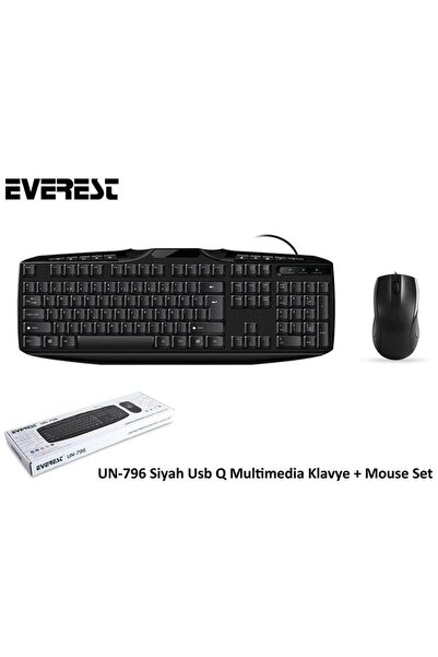 Everest UN-796 Siyah Usb Q Multimedia Klavye + Mouse Set